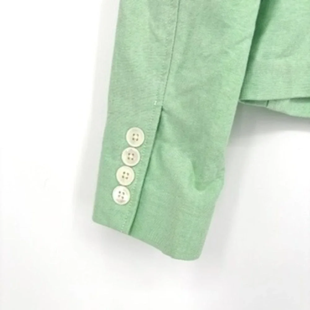 Ralph Lauren Rugby Cotton 3-Button Blazer Jacket Y2K Mint Green Plaid Lined Sz 2